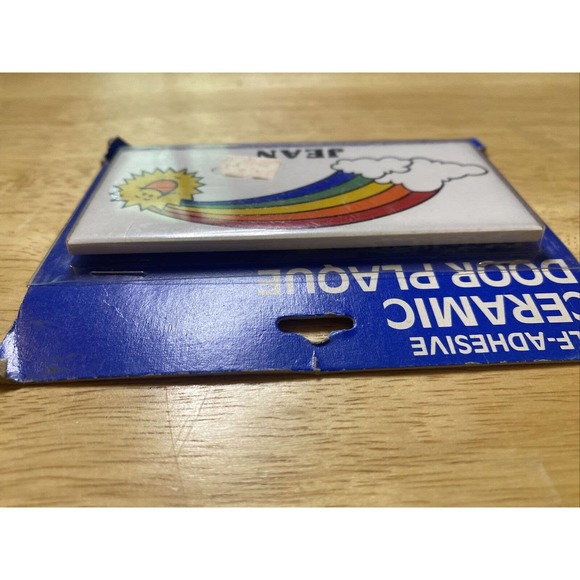 VINTAGE/RETRO JEAN RAINBOW&SUN NEW DEAD STOCK CERAMIC DOOR NAME PLAQUE 1984!! - Picture 8 of 12